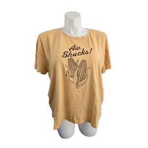 Maurices 'Awe Shucks Tee' Women XXL Yello Novelty Cotton Blend